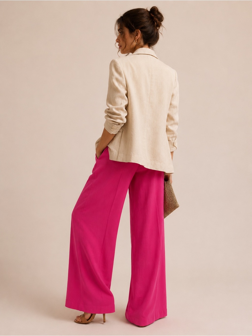 WAYF Fuchsia Wide Leg Trousers – Size XS